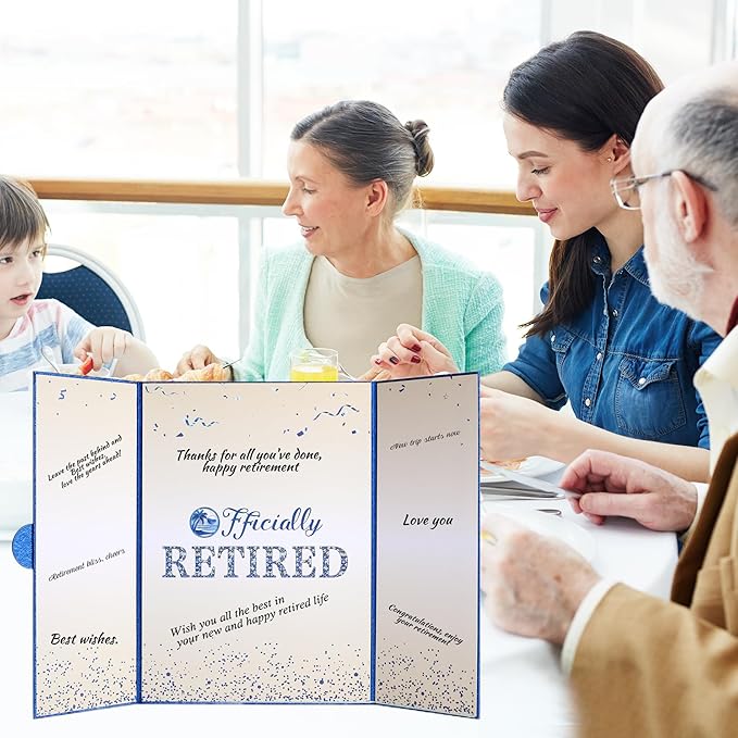 Blue Silver Retirement Party Decorations Large retirement Card Signing Guest Book Creative retirement Card for Men Women