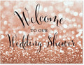 Andaz Press Wedding Party Signs, Glitzy Rose Gold Glitter, 8.5x11-inch, Welcome to our Wedding Shower, 1-Pack, Bokeh Colored Party Supplies