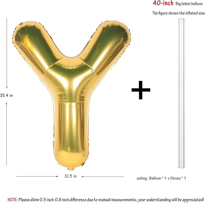Letter Balloons 40 Inch Giant Jumbo Helium Foil Mylar for Party Decorations Gold Y