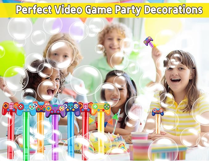 24Pcs Video Game Bubble Wands for Kids Party Favors Supplies Decorations, Pinata Goodie Bag Stuffers & Classroom Prizes Valentines Easter Halloween Christmas Stuffers