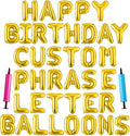 Happy Birthday Balloon Banner Custom Phrase Balloons letter 16 inch Personalized Alphabet Letters Foil Mylar Balloons (Gold)