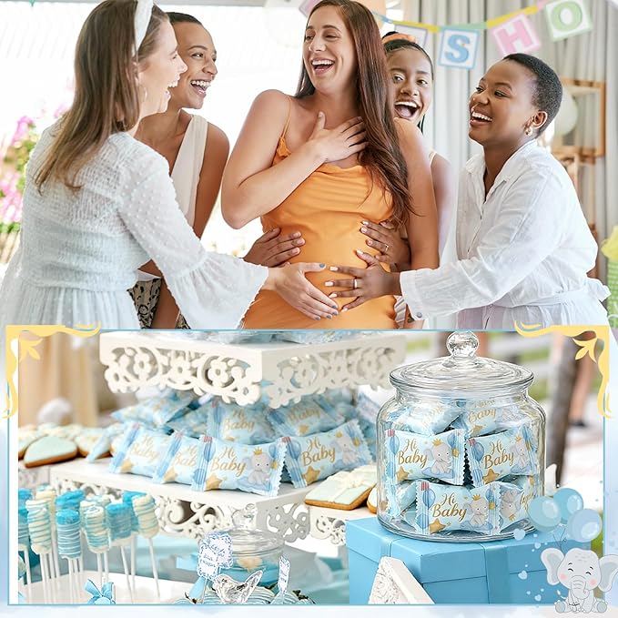 Naucoos Blue Elephant Baby Shower Candy - 26.5 oz. Bag - 150 Individually Wrapped Hard to Soft Mints It's a Boy Blue Candy for Baby Shower Gender Reveal Party Favors Recovery Goodie Bags