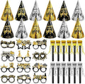Openfly 36Pcs New Years Eve Party Supplies 2026 Happy New Year Hats Headband Tiara Noise Makers Paper Glasses Party Favors