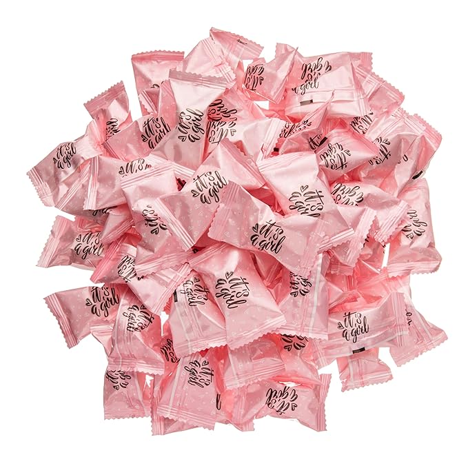 Candy Envy - It's a Girl Buttermints - 10 Bags Casepack with Approximately 100 Mint Per Bag - Baby Shower Favors