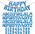 [85 PCS] 16" Blue Letter Number Balloons, Happy Birthday & 2 Sets of A-Z 0-9, Foil Mylar Aluminum Hanging Alphabet for Graduation New Year eve Birthday Party Decorations