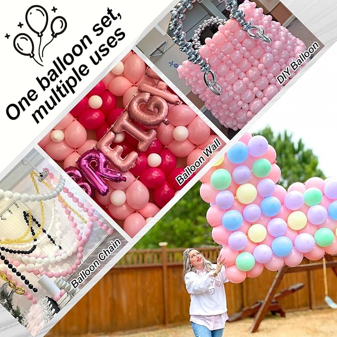 Pastel Pink Quick Link Balloons, 100PCS 10 Inch Baby Pink Linking Balloons for Making Balloon Wall Heart Arch, Tails Balloon for Girls Wedding Birthday Baby Shower Valentine's Party Decorations