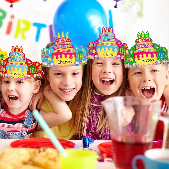 36 Pack Birthday Crowns for Kids Colorful Paper Party Hats Birthday Crown Set for Teachers Students Classroom