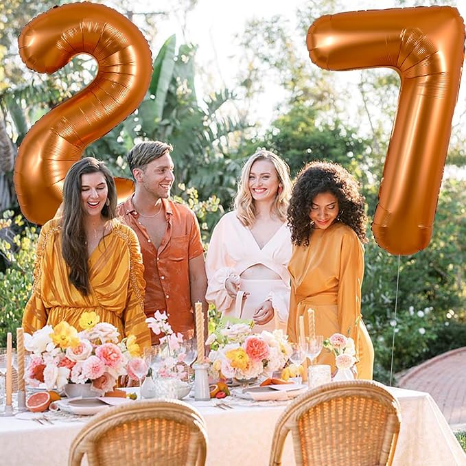 TONIFUL 40 Inch Orange Large Numbers Balloon 0-9 Birthday Party Decorations,Big Number 7 Foil Balloon Digital 7 for Birthday Party,Wedding, Bridal Shower,Engagement,Graduations,Anniversary,Baby Shower