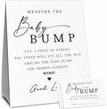 Minimalism Baby Shower Measure The Baby Bump, Measure Mommy's Belly Game Set - 1 Self-Standing Sign And 50 Tickets - Gender Reveal, Baby Shower, Baby Announcement Activity & Party Favor Supplies - A06