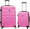 Rockland Melbourne Hardside 2 Piece Expandable Spinner Wheel Luggage Set, (20"/28"), Pink