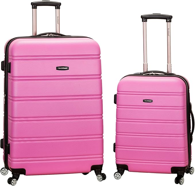 Rockland Melbourne Hardside 2 Piece Expandable Spinner Wheel Luggage Set, (20"/28"), Pink