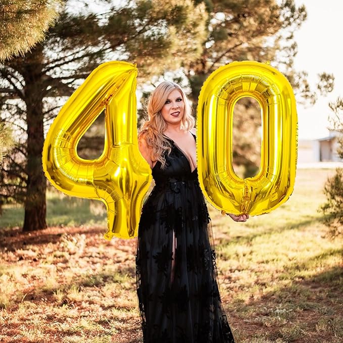 Gold Number Balloons Birthday Balloons - Giant Gold Number 40 Balloon 40 inch, Numbers Balloon 10th Birthday Decorations, Gold Party Supplies for Women Men