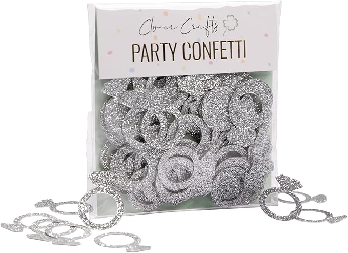 50 x Engagement Ring table confetti/scatter, bachelorette party decorations (Silver)