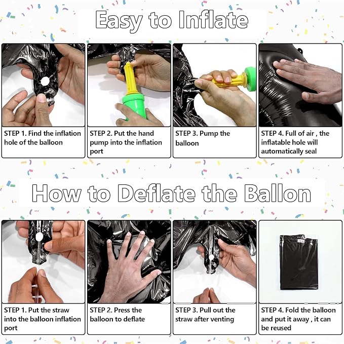 Number Balloons Black Party Balloon - Giant Number 2 Balloon, 40 Inch Large Balloon for Birthday Decorations, Black Party Supplies for Men Women