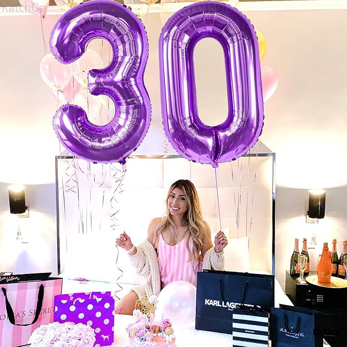 Giant, Purple 0 Number Balloons - 40 Inch | Pair 0 Digit Balloon to Other Number | Purple 0 balloon number for Birthday Party Supplies | Purple number 0 balloon for Mermaid Theme Birthday Decorations