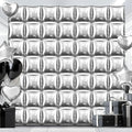 50 PCS Metallic Silver Square Foil Balloons Wall Backdrop 19'' Reusable DIY Mylar Balloon Tunnel Arch Kit for Birthday Engagement Bridal Baby Shower Graduation Bachelorette Party Decor