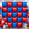 36Pcs Red and Blue Square Foil Balloons Wall Backdrop, Double Sided Metallic Foil Balloons Tunnel Arch Garland Kit for Photo Booth Birthday Wedding Halloween Christmas Party Decorations
