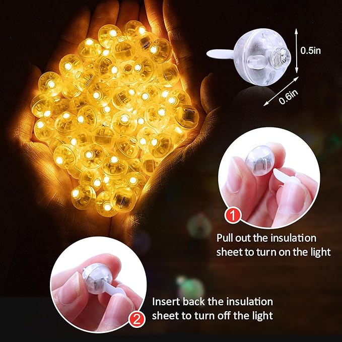 AIKEI 200pcs LED Balloon Lights,Warm White Mini Balls Lights,Long Standby Time Party Lamps,Waterproof for Paper Lantern,Easter Eggs Decor, Halloween Wedding Birthday Party Decoration