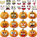 OHOME Halloween Party Favors - 36 Pack DIY Pumpkin Face Stickers for Kids - Halloween Games Toys Gifts Crafts Treats Accessories - Trick-or-Treat Pumpkin Decorations Activities Party Supplies