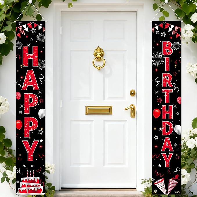 Birthday Decorations Banner, Happy Birthday Door Sign for Men Women Boys Girls Ideal Birthday Decorations Party Supplies Outdoor Indoor 72 x 12 Inch