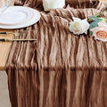 Wokceer Cheesecloth Table Runner Thanksgiving Brown 10FT Boho Gauze Fall Cheese Cloth Table Runner for Party Long Rustic Sheer Table Runners for Baby Bridal Shower Wedding Easter Table Decor
