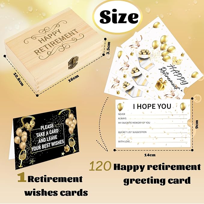 120PCS Retirement Card, Happy Wishes Card Box, Well Wish and Advice Congratulations Guest Book Cards, Retirement Party Favors and Going Away Party Decorations Supplies