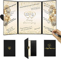 DARUNAXY Black Gold Happy Anniversary Party Decorations, Happy Anniversary Alternative Signature Guest Book Wedding 1st 10th 40th 50th Anniversary Signing Card Board Party Supplies