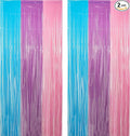 Blue Purple Pink Tinsel Backdrop - GREATRIL Pastel Foil Fringe Curtain Streamers for Pony Theme Birthday Mermaid Shower Unicorn Girls Party Decorations 2 Packs