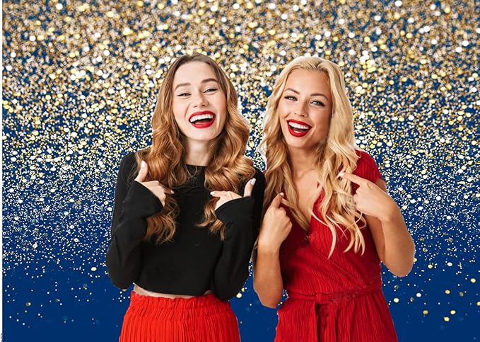 CYLYH 7X5FT Royal Blue Glitter Backdrop Gold Spots Backdrop Vintage Background for Family Birthday Party Wedding Prom Graduation Photography Background