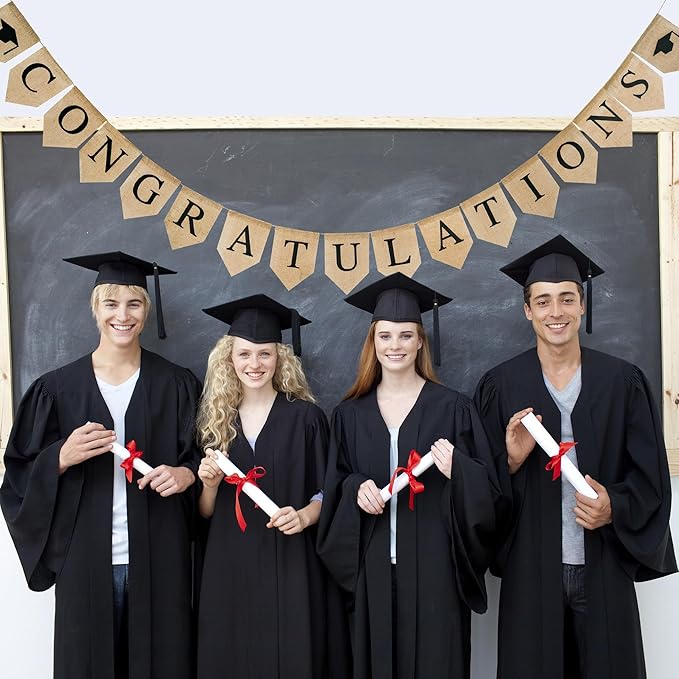Graduation Burlap Banner 2026 Graduation Decorations Congrats Grad Banner Garland for College High School Grad Party Supplies