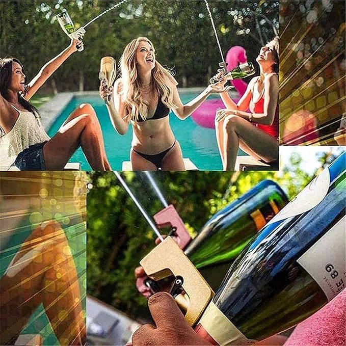 UPOFI Champagne Gun，Champagne Gun for Parties - Lightweight Plastic Sprayer with Adjustable rubber plug，Portable &Safe Beer Shooter for Birthdays, Weddings，Easy Clean & Reusable(Black)