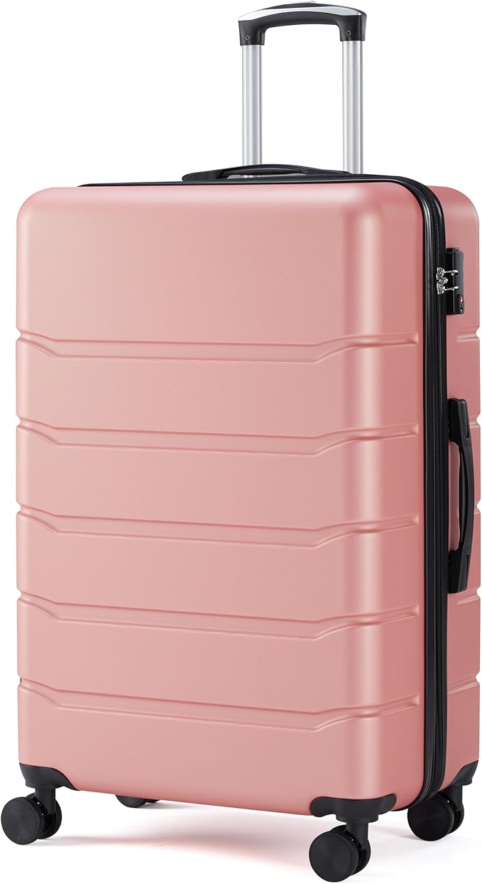 Simple Deluxe 28 Inch Expandable Hardside Carry On with Spinner Wheels & TSA Lock, ABS Hard Shell Lightweight Rolling Luggage Suitcase, Pink