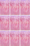 3.3 x 6.6 ft Foil Fringe Backdrop Curtains, Tinsel Streamers Party Decorations, Fringe Backdrop for Birthday, Baby Shower, Gender Reveal, Graduation (9, Pink)