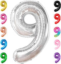 KatchOn, Giant Silver Number 9 Balloon - 40 Inch | Foil 9 Birthday Balloon for 9th Birthday Decorations | 9th Anniversary Decoration | Silver Party Decoration