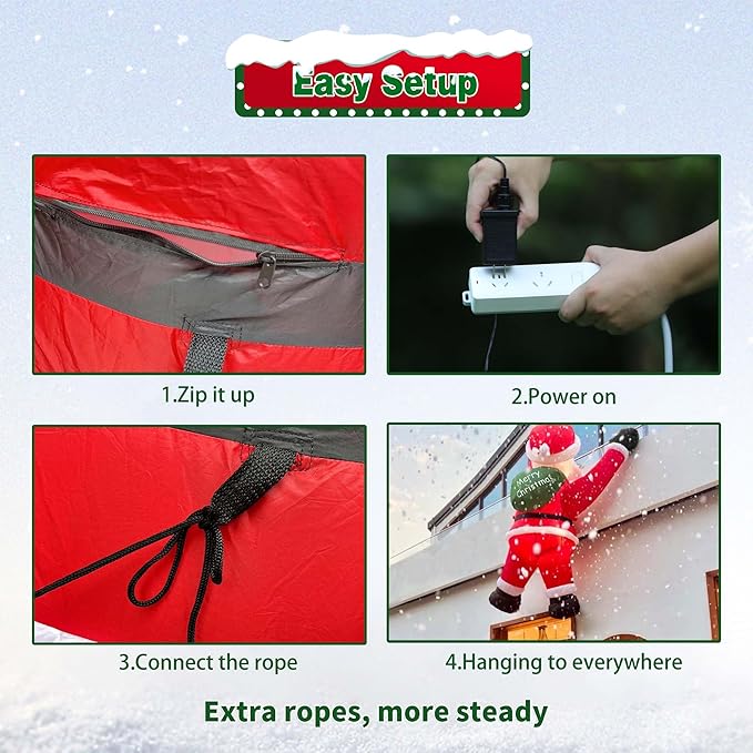 6FT Christmas Inflatables Outdoor Decorations Joy Hanging Santa Claus Gift Bag, Very Bright LED Lights Blow Up Giant Christmas Decor for Indoor Yard Outside Fall Vacation Holiday Party Lawn