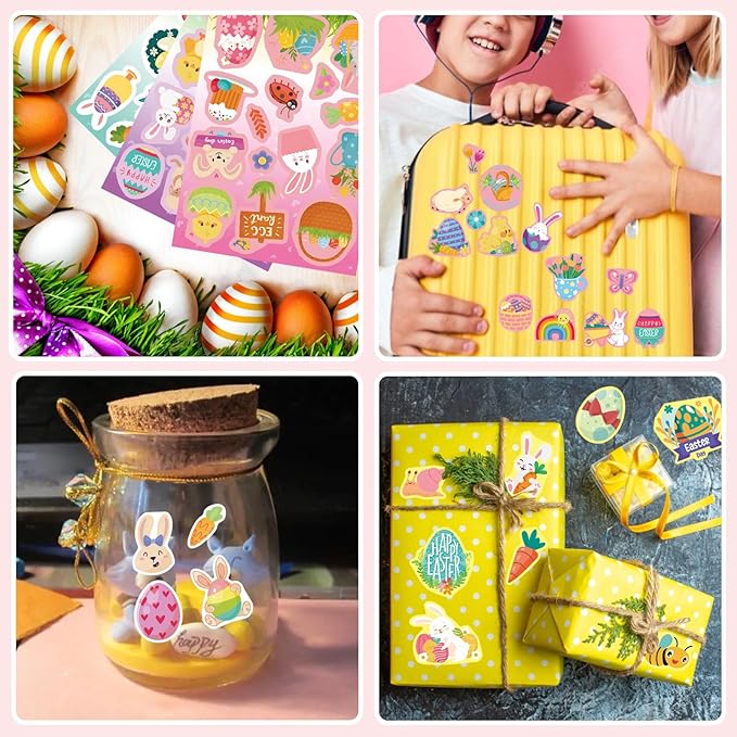 378 PCS Easter Stickers for Kids, Spring Stickers Assorted Easter Basket Stuffers,Teacher School Classroom Party Favors Supplies for Kids