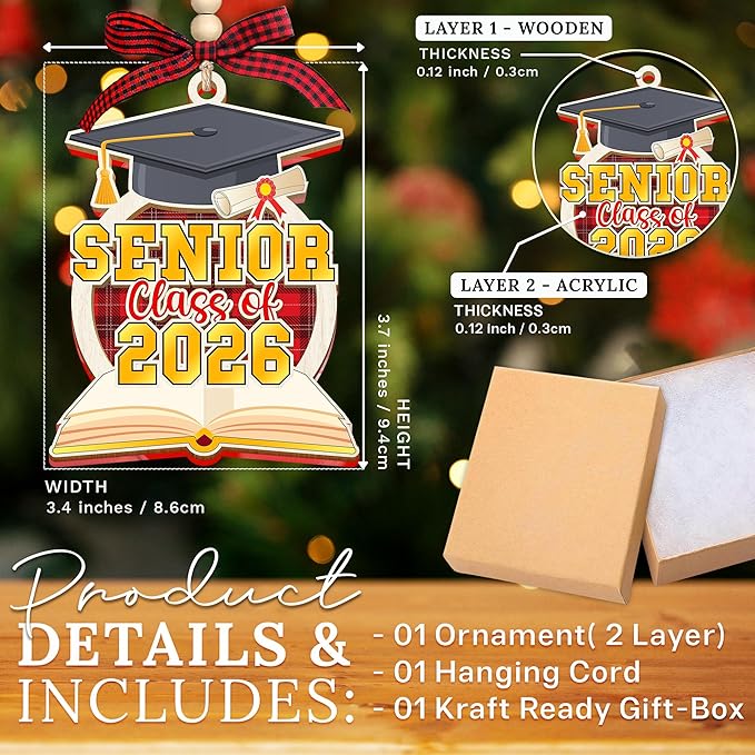 HEXMOZ Graduation Ornaments Class of 2026 - Senior 2026 Ornament - Graduation Gift for High School, College Seniors, Congratulations Gifts for Last Year Students - Xmas Ornaments Decorations