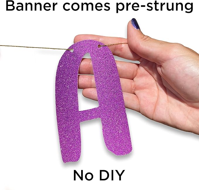 Pre-Strung The Legend Has Retired Purple Glitter Banner - Funny Retirement Decorations for Men and Women - Retirement Party Supplies and Gifts