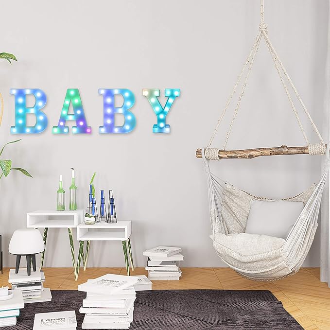Foaky Colorful LED Letter Lights with Remote,Marquee Light Up Letters Sign for Night Light Wedding/Birthday Party Battery Powered Christmas Lamp Home Bar Decoration(Z)