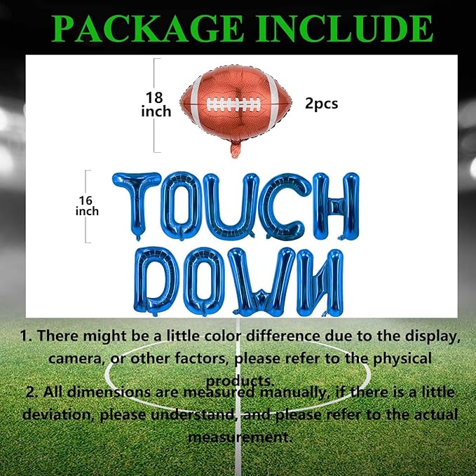 Blue Touchdown Balloons Football Balloons Rugby Birthday Party Balloons Letter Balloon for Football Birthday Party Decoration Sports Ballons Arch Kits Party Balloon Sets-11 PCS