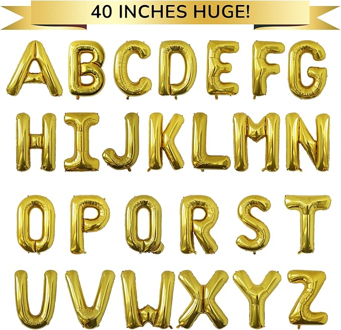 Letter Balloons Gold Party Balloon - 40 Inch Large Gold Letter Q Balloon, Letter Balloon Birthday Decorations, Balloon for Women Men Anniversary Party Decorations Supplies