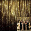 6x6 FT Black Gold Bokeh Glitter Photo Backdrop Golden Streamer Flash Kids Birthday New Year Wedding Anniversary Prom Party Banner Decoration Shiny Photography Background Polyester