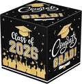 Graduation Card Box 2026 - Congrats Grad Card Boxes Holder, Black and Gold Class of 2026 Gift Cards Box for Graduation Decorations 2026 Favors Party Decor Supplies Props, 9x 9 x 9 inches