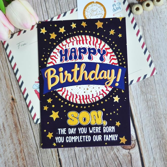 Birthday Card for Son, Son Birthday Card with Seal and Envelope, Sons Cards from Mom, Dad, Parents