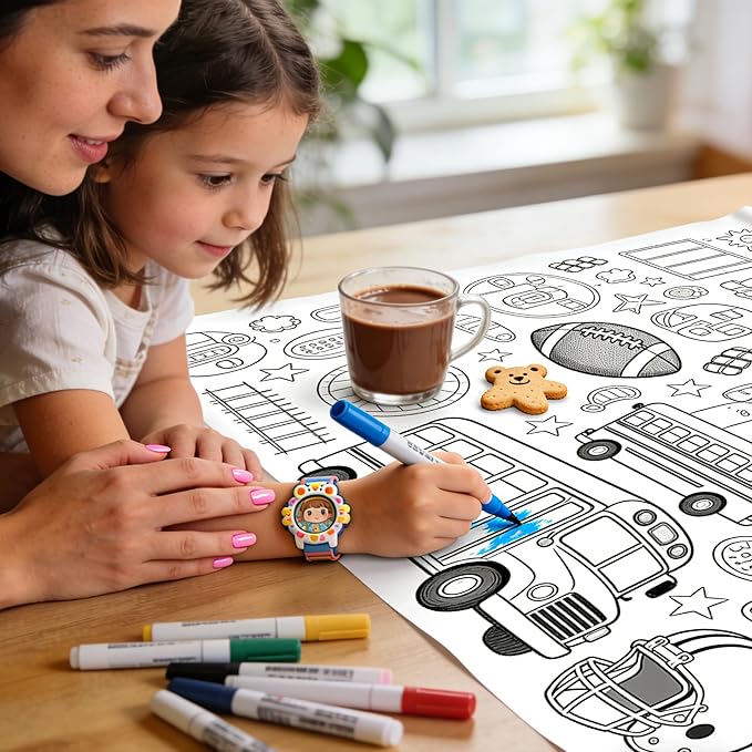 Coloring Tablecloth for Kids, 31 x 72 Inch Touchdown Theme Paper Coloring Poster Sports Party Games, Giant Coloring Activity Table Cover Decor, DIY Family Activities Drawing Tablecloth