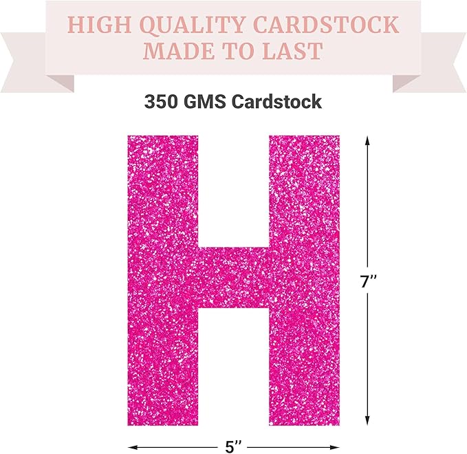 Pre-strung Happy Birthday Banner - No DIY - Hot Pink Glitter Happy Birthday Party Banner for Girls & Women - Pre-strung on 8 ft Strands - Hot Pink Bday Party Decorations & Decor. Did We Mention No DIY