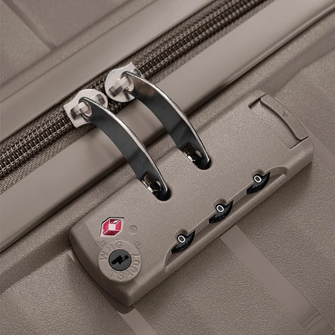 Hardside Luggage Sets, Lightweight Wave Suitcase with Spinner Wheels, PP Brown