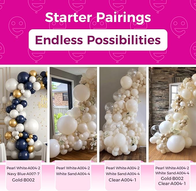 Bezente Pearl White Balloons Latex Party Balloons - 100 Pack 12 inch Round Helium Pearlescent White Ivory Balloons for Anniversary Wedding Bridal Shower Birthday Engagement Party Decorations