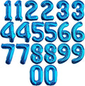 [20 Pcs] 16" Blue Foil Number Balloons (2 sets of 0-9) - Mylar Aluminum Hanging Decorations for Graduation, Birthday, Christmas & New Year's Eve Parties