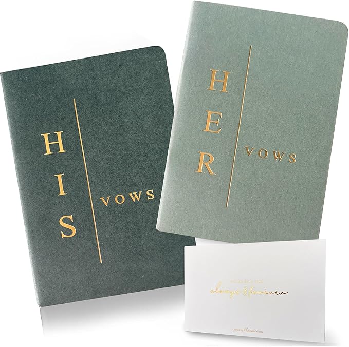 Vow Books His and Hers, Wedding Vow Books with Soft Touch Gold Foil Engraving, Wedding Essentials, Wedding Accessories